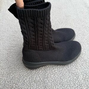 Skechers Ultra Go Black Knit Ankle Boots